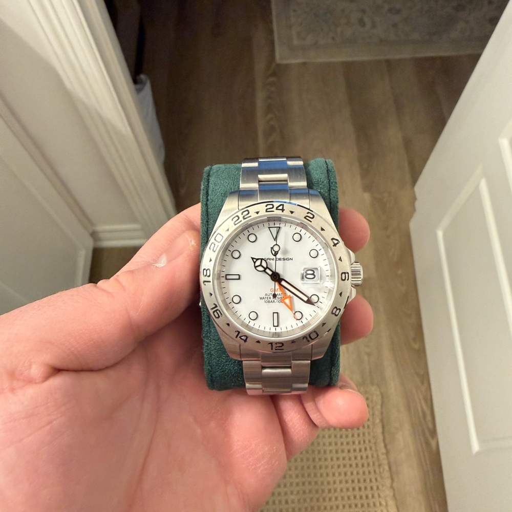 Men's Stainless Steel Pagani Design Explorer GMT Watch - White Dial